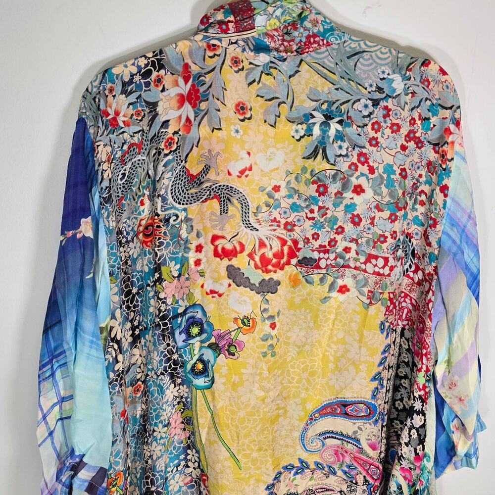 Johnny Was Thiodorah Silk Long Patchwork Kimono extended size 2X - Picture 9 of 15